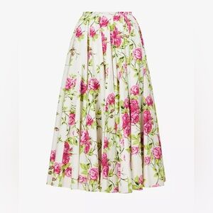 Emilia Wickstead SS22 Rhea cotton poplin floral skirt pink white fit flare midi